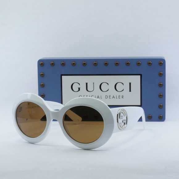 FINAL PRICE NEW GUCCI GG1647S 003 WHITE BROWN SUNGLASSES - Picture 1 of 11